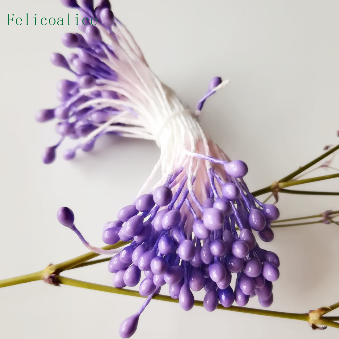 Estambres de flores artificiales para decoración de tartas, adornos de perlas de doble cabeza, varios colores, 3mm de longitud, 65mm, 500 piezas