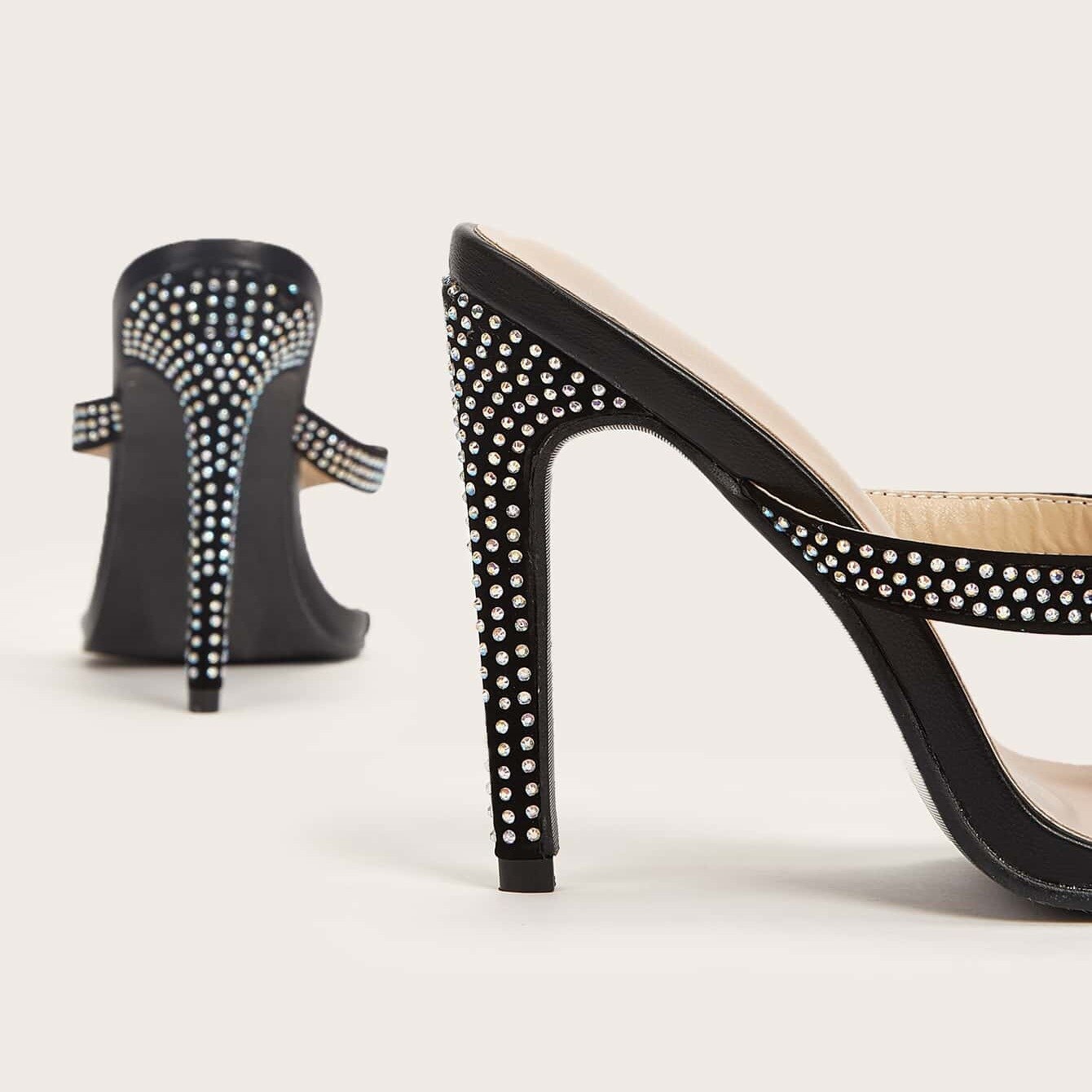 DDYZHY nouvelles sandales printemps et été femme Roman diamant clouté tongs sandales à talons aiguilles en stock 35-42