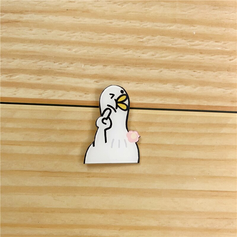 Nette Karikatur Weiße Ente Metall Emaille Brosche Persönlichkeit Modische Ente Abzeichen Stift modisch schick freundlicher Kleidung Rucksack Jewe: 4