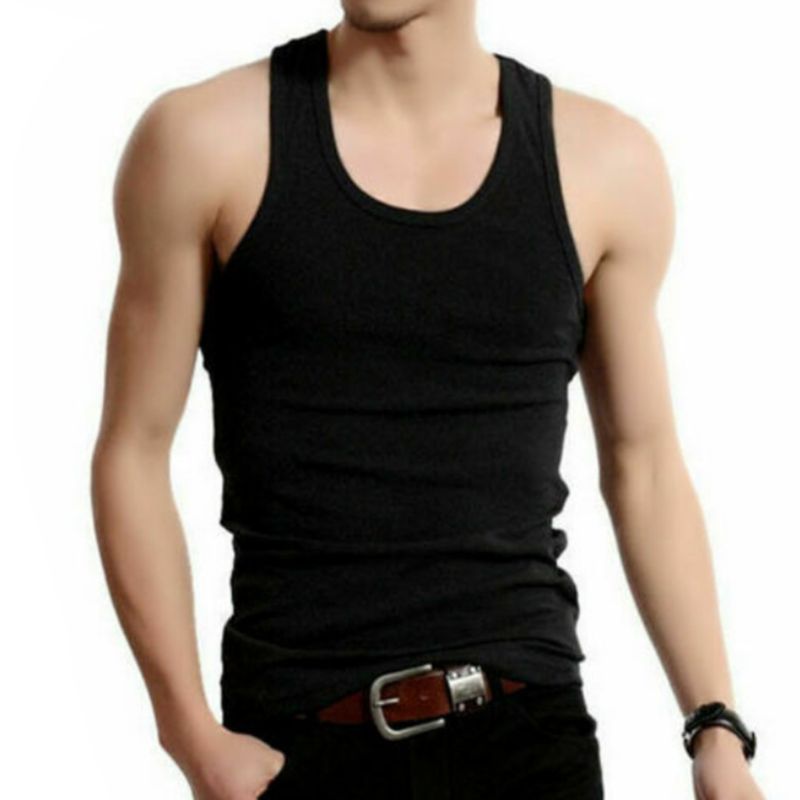 Summer Mens Sleeveless Blouse Stringer Tank Top Cusual Sports Vests Shirts: Black / XXL