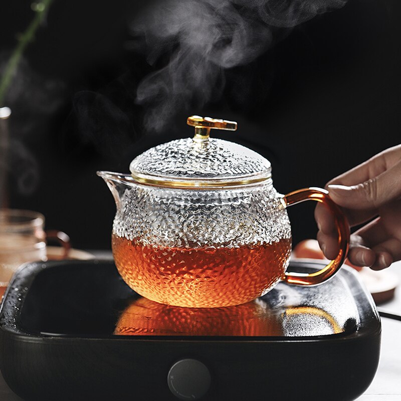 Taza de té de vidrio con tapa con mango infusor, tetera con filtro de botella de té, escamas de pescado innovador de borosilicato resistente al calor, 300ML, 500ML