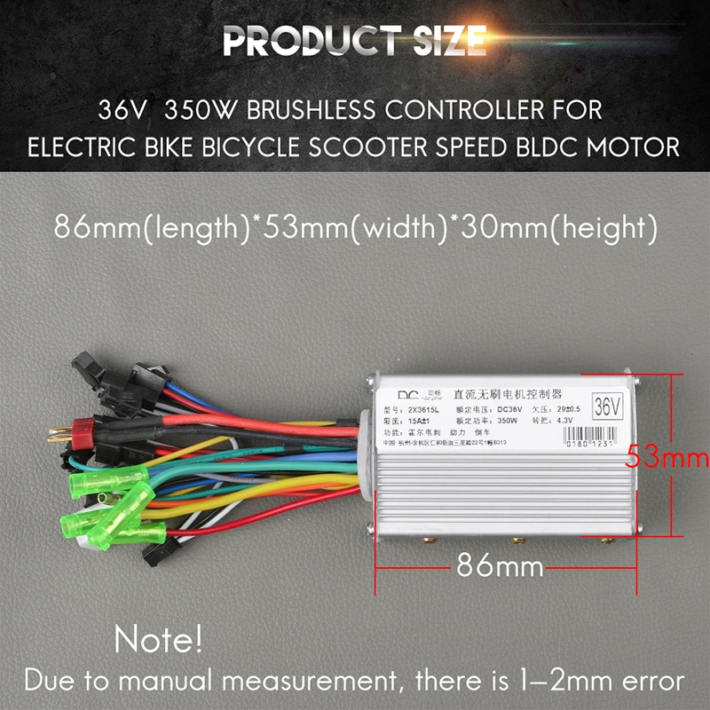 Bicicleta Electrica Controller 24V 36V 48V 250W 350W 15A Borstelloze Versnellingsnaaf Motor Ccontroller Elektrische fiets Conversie Kit