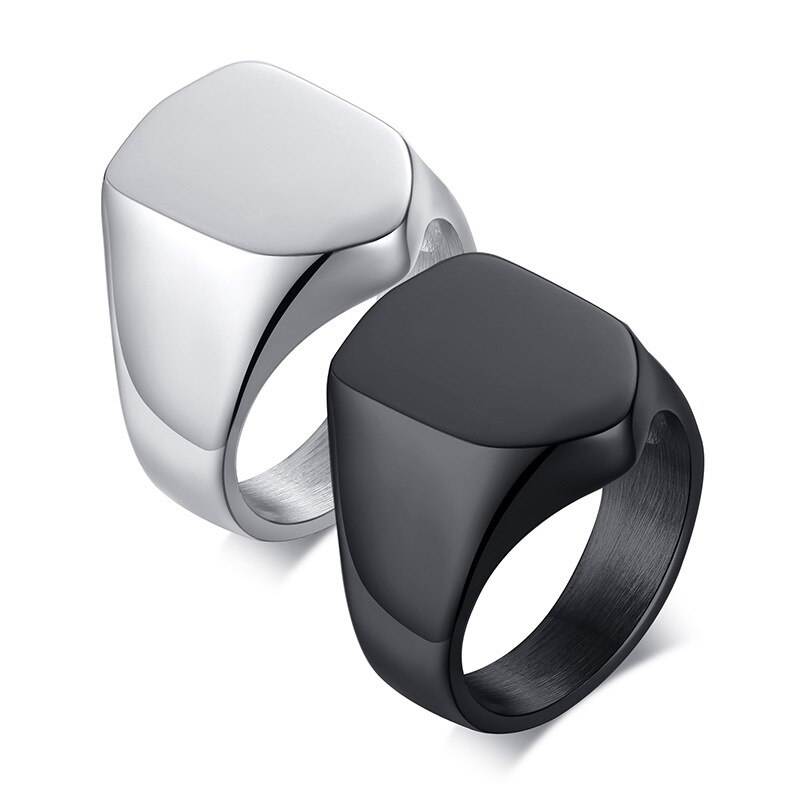 Rostfritt stål män ring för pojke vänskap man silver färg ring smycken tillbehör personlighet svart ring hane