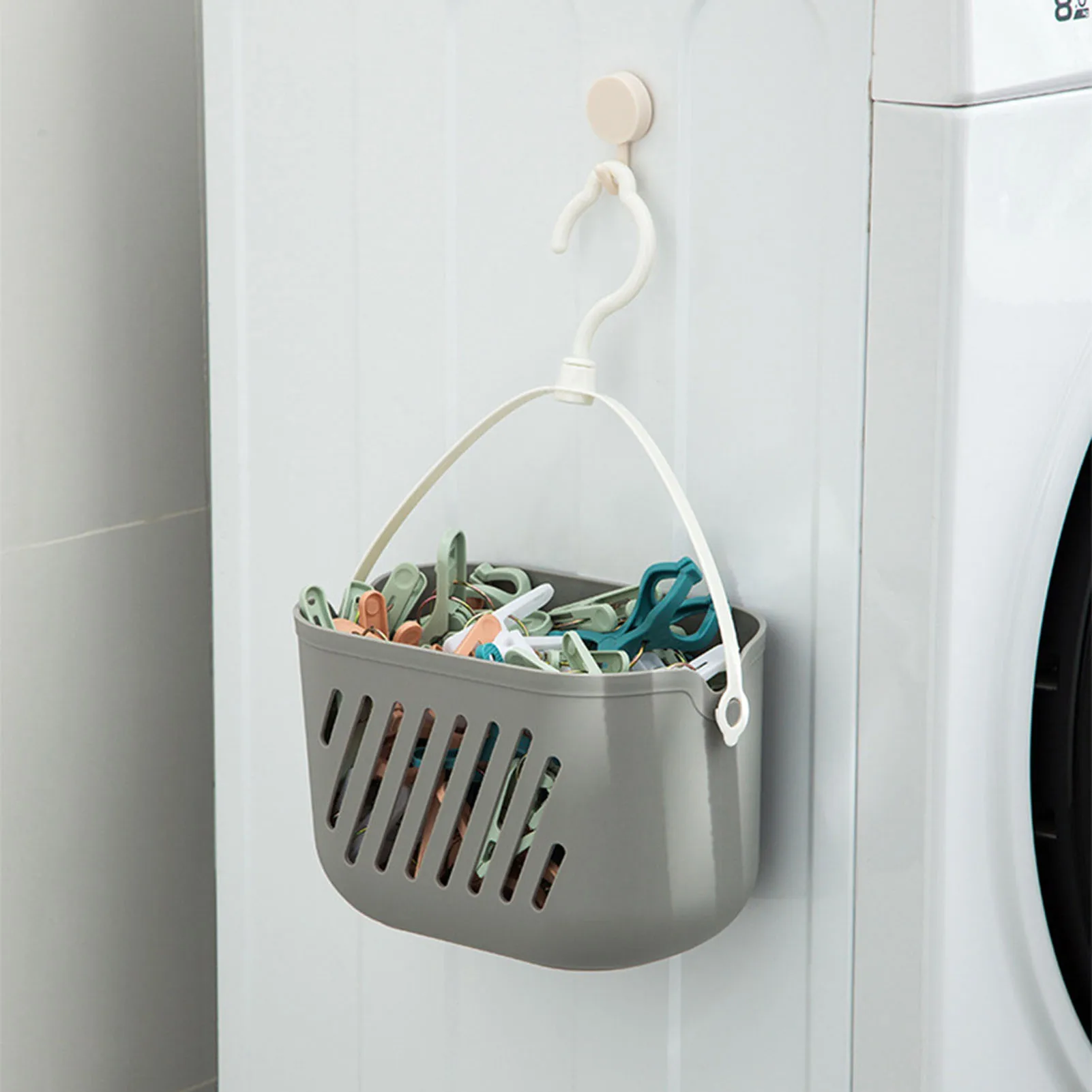 Cestas colgantes para ducha, artículos de tocador, baño, cocina, organizador de esquina para bañera, ganchos para dormitorio, cesta de almacenamiento colgante con gancho