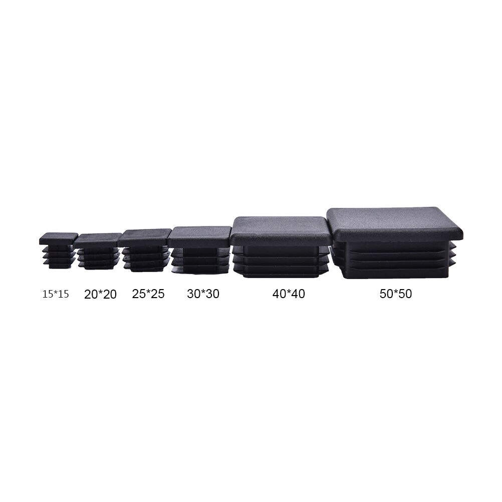 10pcs Chair Leg Plastic Blanking End Cap Square Tube Insert Black 15mm 20mm 25mm 30mm 40mm 50mm