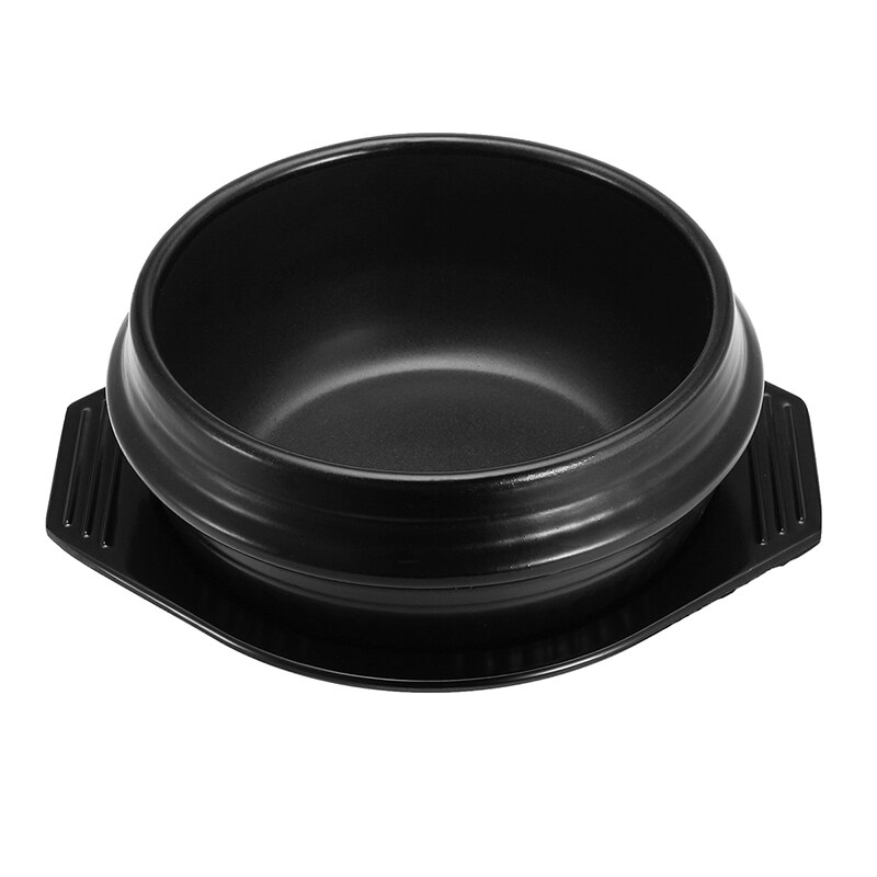 16cm Black Classic Korean Stone Pot Cuisine Sets Ceramic Stone Bowl Pot for Bibimbap Ceramic Soup Ramen Rice Bowls Cookware