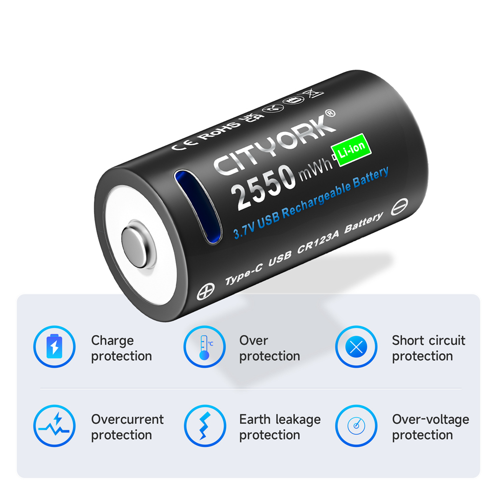 CITYORK 3,7 V CR123 CR123A Akku Typ-C USB Ladung 16340 16350 Lithium Li-Ion Batterien Für LED Taschenlampe zelle