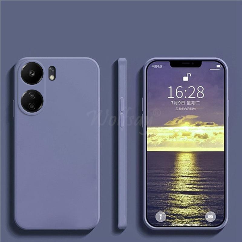 Für Xiaomi POCO C65 Fall Flüssigkeit Silikon Plain Gummi Fundas Schutz Fall POCO C65 Abdeckung TPU Telefon Fall POCO C65 Abdeckung: Lila