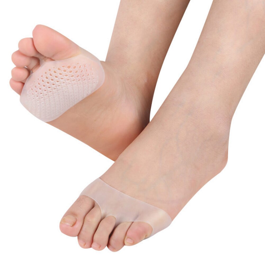 Unisex Siliconen Onzichtbare Hollow Voorvoet Pad Herbruikbare Foot Pain Relief Pads Ademend Licht Voeten Kussen: WHITE