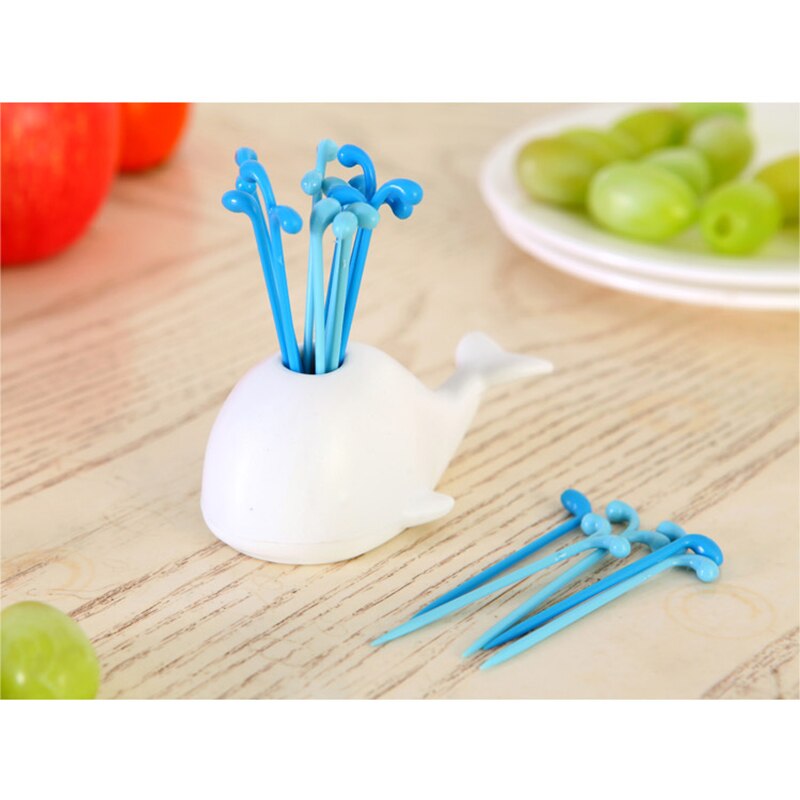 16 Stks/set Leuke Witte Walvis Fruit Vork Taart Snack Voedsel Fruit Dessert Pick Tandenstoker XHC88