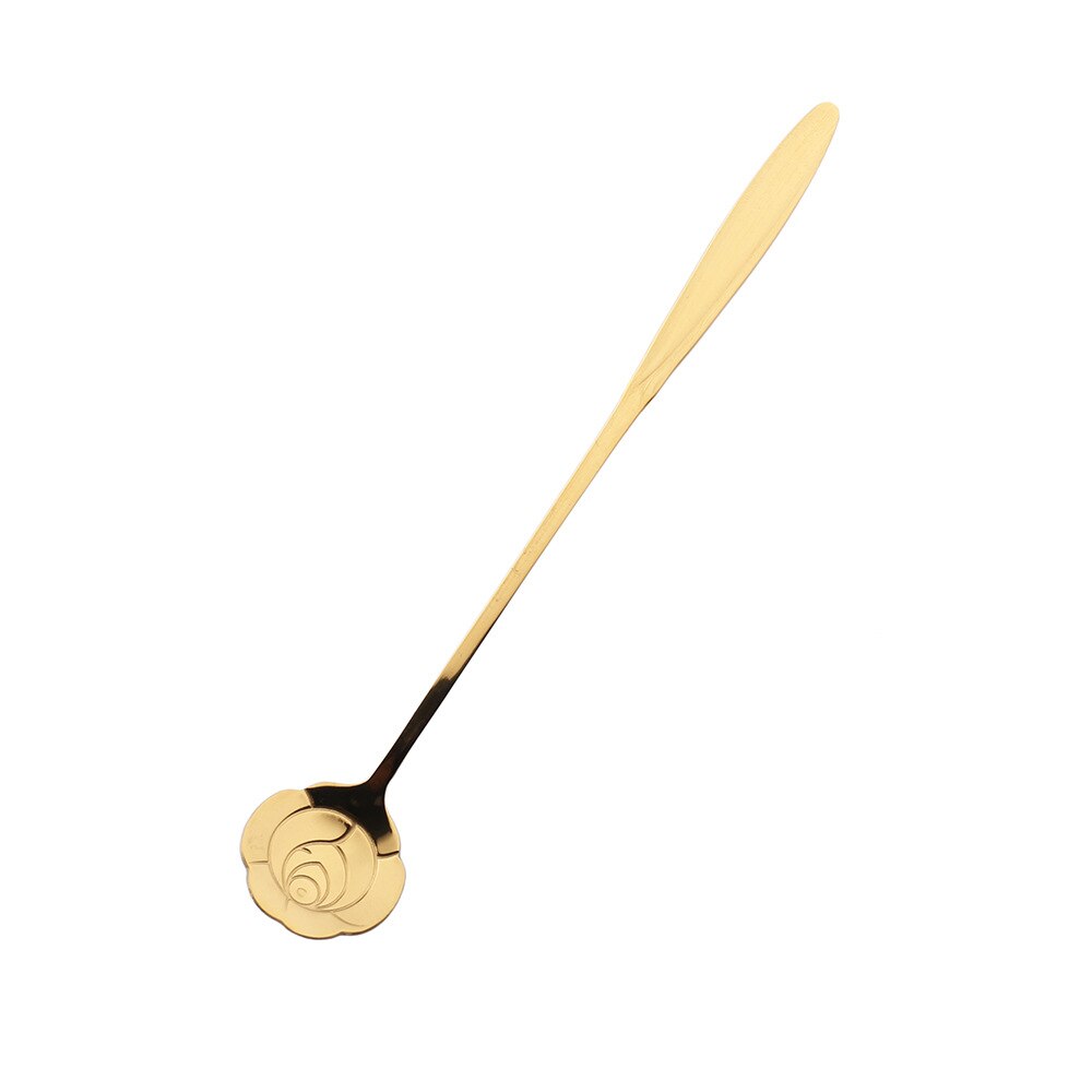 Gouden Bloem Scoop Japanse Roestvrij Staal Thee Prachtige Vergulde Lepel Roer Kleine Dessert Lepel Koffie Lepel: 02