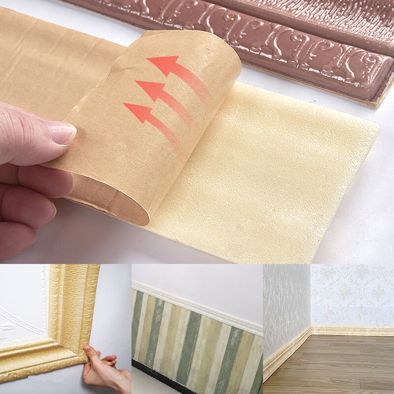 Pegatina de rodapiés 3D para decoración de bordes, pegatinas autoadhesivas, papel tapiz artístico, pegatinas de fondo impermeables