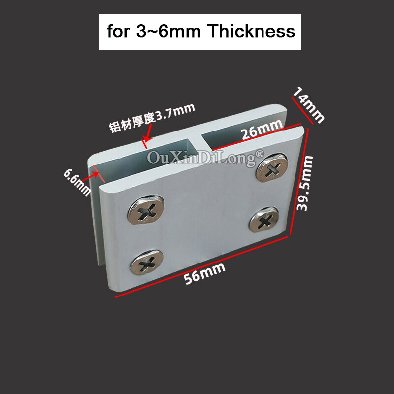 2PCS Aluminum Alloy Glass Clamps Clips 180 Degree Board Frame Glass Shelf Fixed Holder Brackets No Drilling for 3~20mm