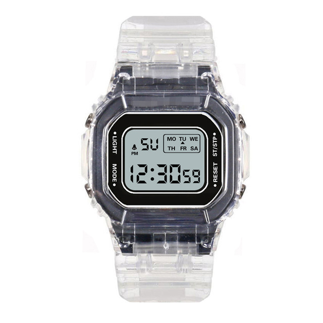 Relojes de para mujer, reloj deportivo Digital transparente informal en blanco y negro, reloj de para amantes, reloj de pulsera para niños, reloj para parejas: Plata