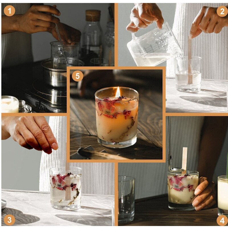 Wood Candle Wicks Candl Wick With Base Wooden Candle Wick Set Core For DIY Candle Making Supplies Handmade Soy Parffin Wax Wick