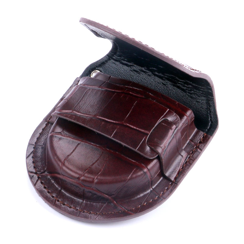 Sort / brunt betræk vintage sort pu læderpose til lommeure kædeposeholder lommeure opbevaringskasse æske  wb13