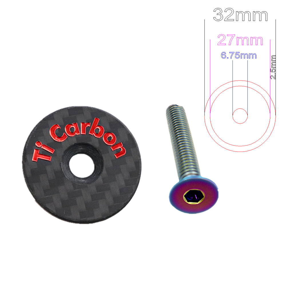 Capuchon supérieur de tige de vélo en carbone avec vis pour Tube de fourche de direction de 31.8mm-28.6mm 1 1/8 pouces OD2, couvercle de capuchon de casque: Bleu