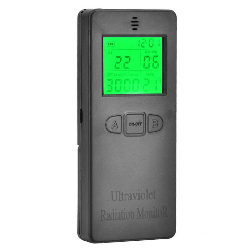 Radiation Dosimeter Digital Ultraviolet Radiation Detector UV UVI Meter Tester with Temperature Display Radiation