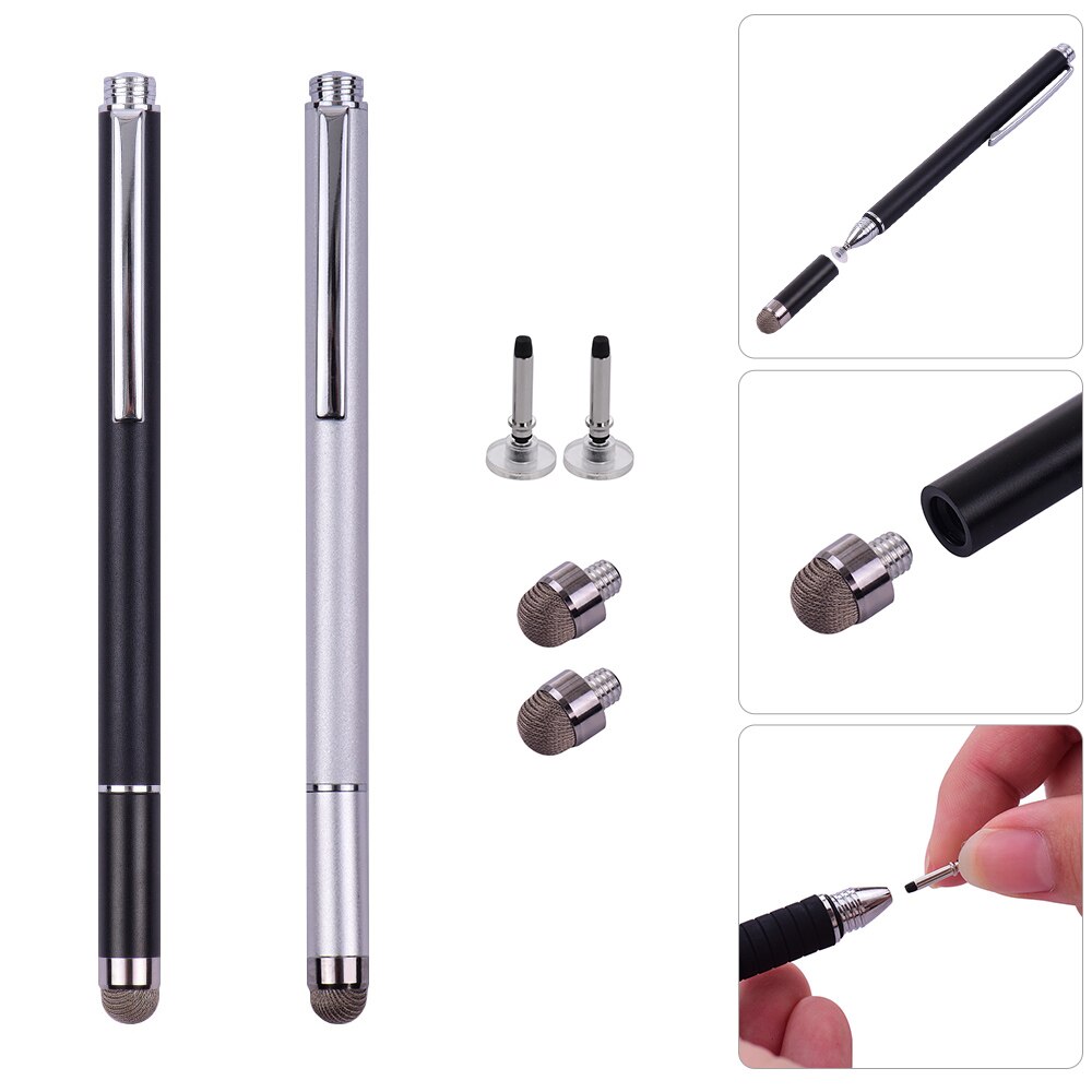 Universal 2 in 1 Stylus Pen with Fiber Tip and Disc Tip Precision Touchscreen Pen for All Capacitive phones Tablets Laptops 2pcs