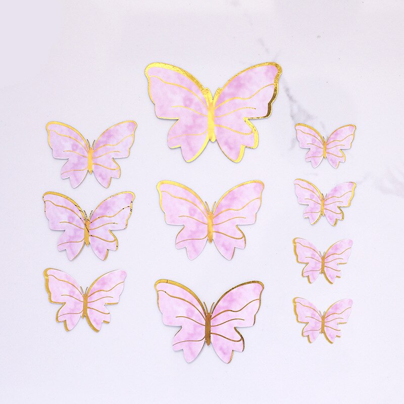 1 Set Butterfly Cake TopperCake Decoration Handmade Painted Happy Birthday Cake Topper for Wedding Birthday Party Baby Shower: PinkGold