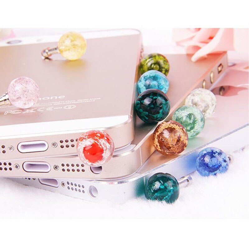 Jack Anti Dust Plug Universal Headphone Dust Cap 1PC Round Colurful Rhinestone Luminous Dust Plug Mobile Phone 3.5mm Earphone