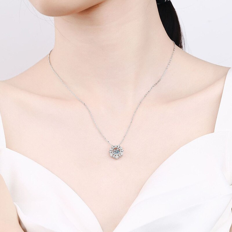 Smyoue halskette mit schlagendem herz , 1ct moissanit-anhänger im rundschliff für damen ,  s925 silberschmuckstücke, funkelnde diamant-halskette für hochzeiten