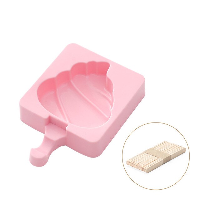 Ice Cream Popsicle Molds Cartoon Ice Silicone Frozen Storage Silicone Thick material DIY Molds Ice Cube Moulds Ice Cream Makers: 9 Faeces pink