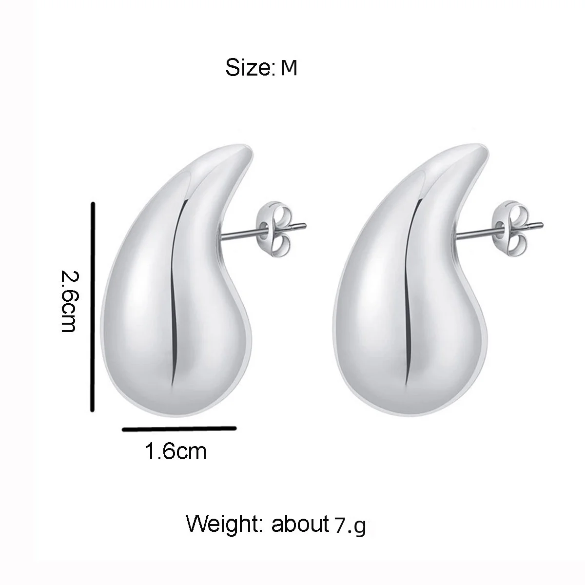 Andara 925 Sterling Silver Teardrop Earrings Eye-Catching Style Metal Texture 18k Gold Jewelry: black