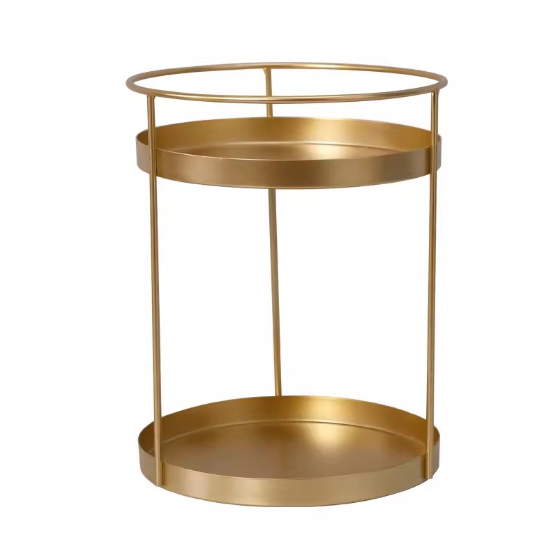 Iron Art Gold Scandinavische stijl enkele en dubbellaagse platte bodem ronde goederen parfum afwerking cosmetica opbergrek