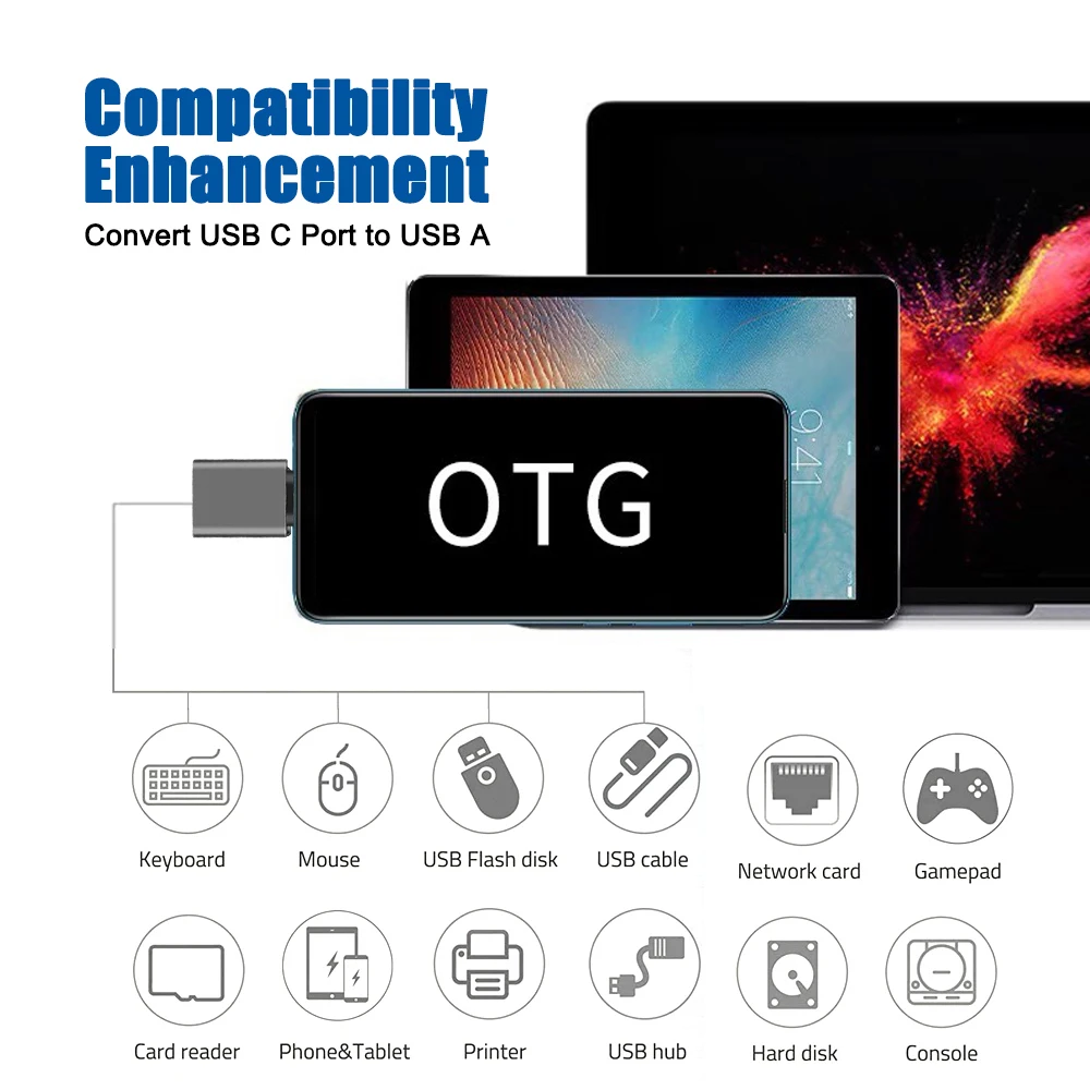 Konwerter USB 3.2 OTG 10 Gb/s typu C męski na USB A żeński Adapter do ładowania danych dla Macbook Air Pro Air Huawei Xiaomi Samsung