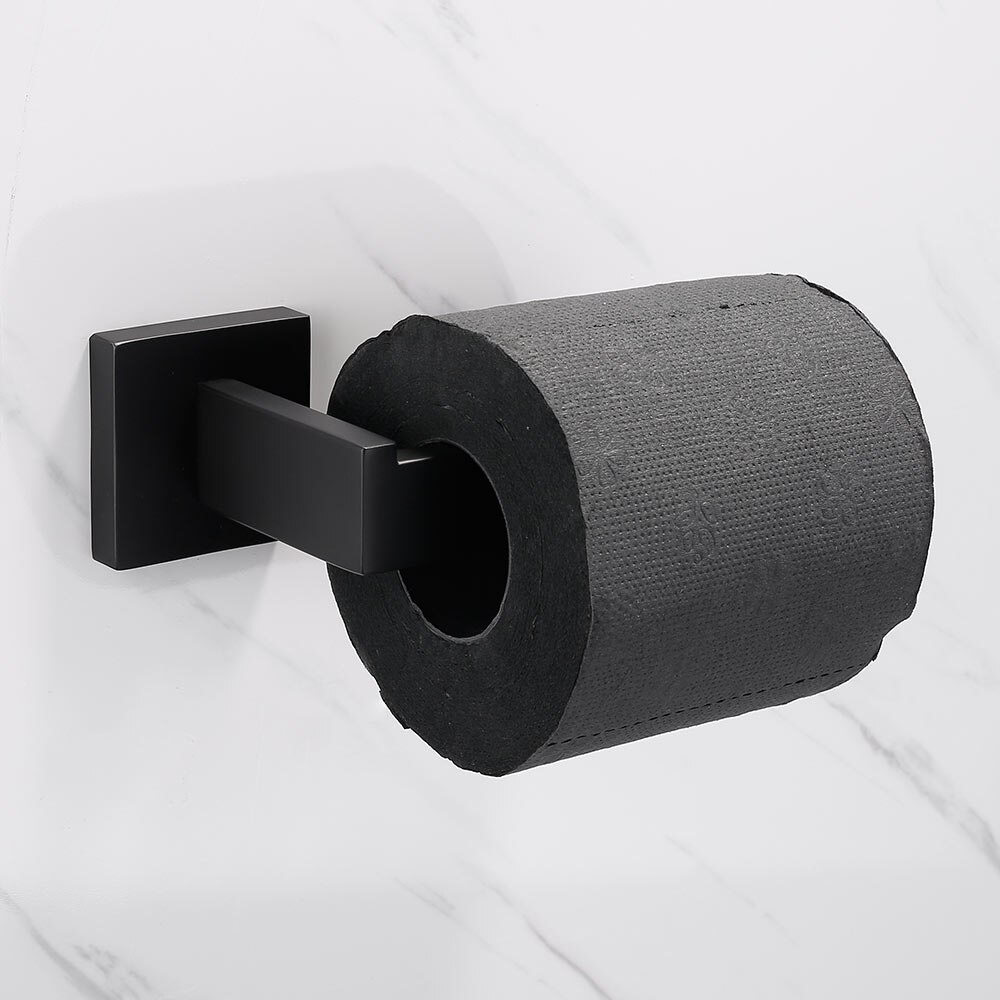 Accesorios de baño de acero inoxidable negro mate, conjunto de ganchos para bata, toallero, toallero y soporte para papel higiénico