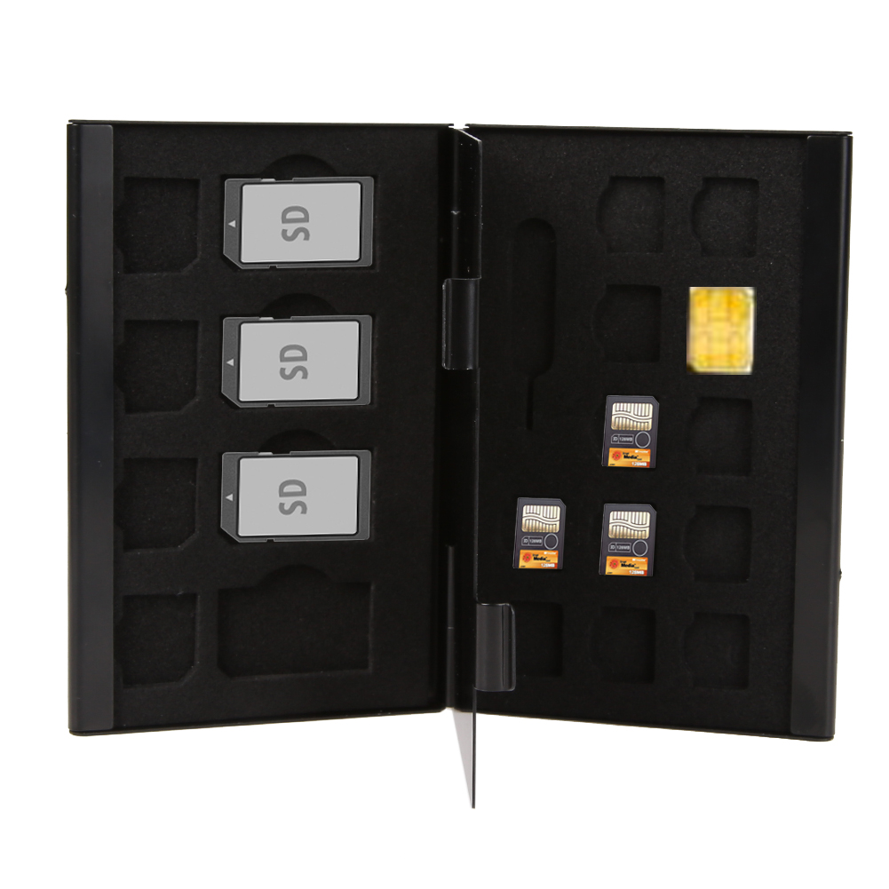 21 in 1 Aluminum Memory Card Storage Box Case Holder Protector for SIM Nano Micro-SIM Card Needle Anti-magnetic Case