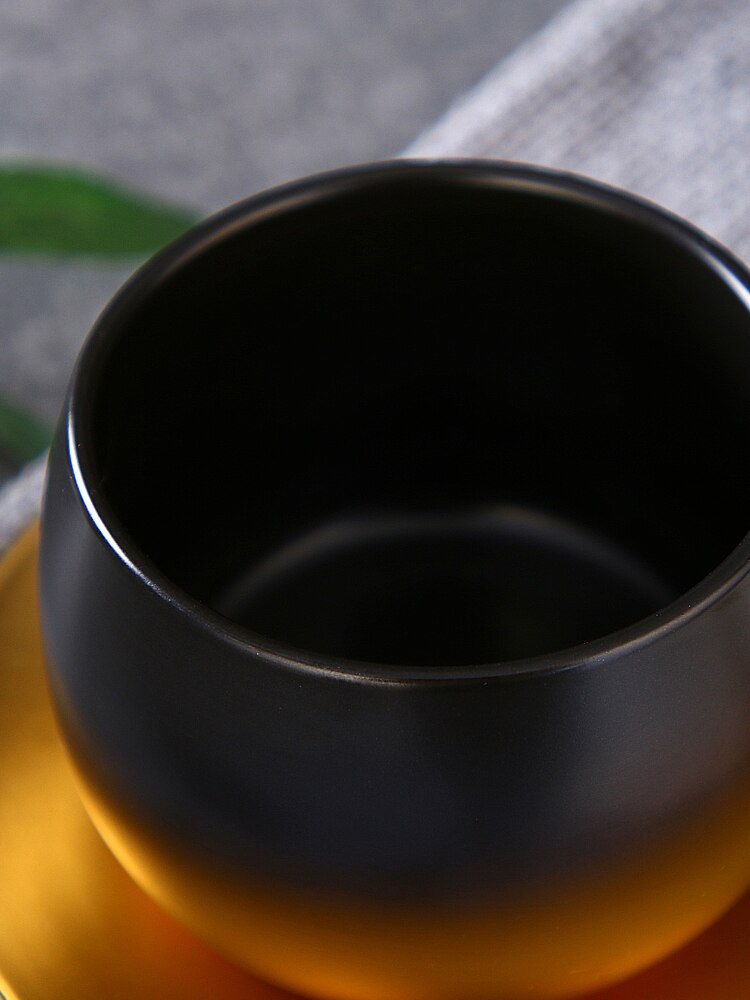 Taza de Café de Cerámica de cambio Gradual de estilo americano, juego de platos y tazas rugosas pintadas en oro, taza inglesa sencilla para la tarde