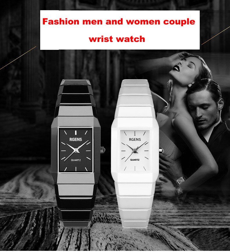 Geschäft herren frauen uhren 100% Keramik schwarz weiß quarz frau mann armbanduhren quadratische wasserdichte uhren Japanische bewegung