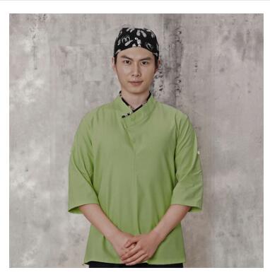 Japanese kimono Restaurant waitress uniform Sushi chef uniform Kimono Tops: green / S
