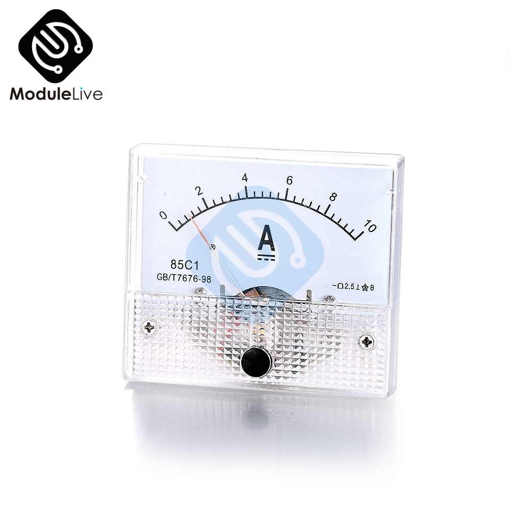 DC10A GB/T7676-98 Analog Panel AMP Current Meter Ammeter Gauge 85C1 White 0-10A