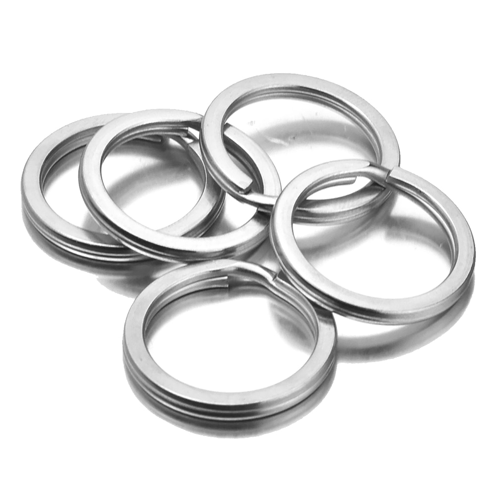 Aiovlo 20pcs/lot Stainless Steel Make Keychain Key Ring Flat Key Holder Split Rings Keyfob Accessories for DIY Jewelry Making