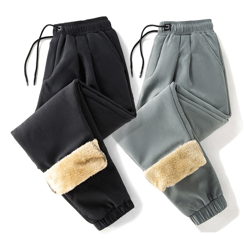 Mannen Wol Broek Fluwelen Kasjmier Broek Mannen Dikke Fleece Joggers Winter Super Warm Broek Zwaargewicht Broek Mannen Joggingbroek