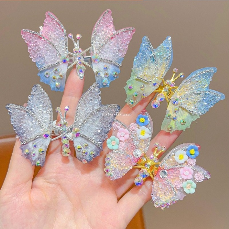 Pinza de pelo de mariposa de actividad creativa para mujeres y niñas, pinzas para el pelo de mariposa con gradiente de diamantes de imitación exquisitos, accesorios bonitos para el cabello