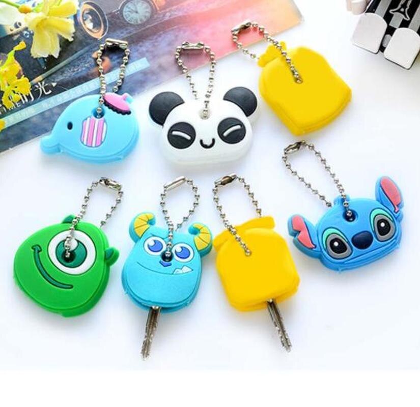 1PC Key Top Cover Cap Topper Keyring Cute Animal Multi Color Soft Plastic Key Cover for House Room Box Keys