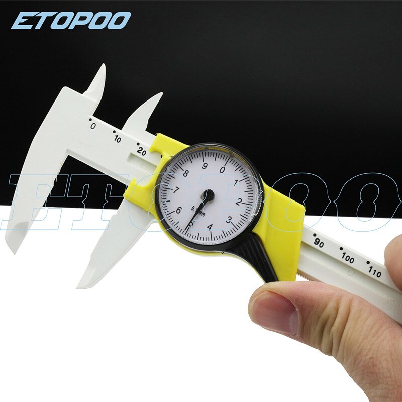 0-150MM 6inch Pure plastic vernier caliper with dial plastic dial caliper gauge digital caliper micrometer thickness gauge: 0.1mm gold