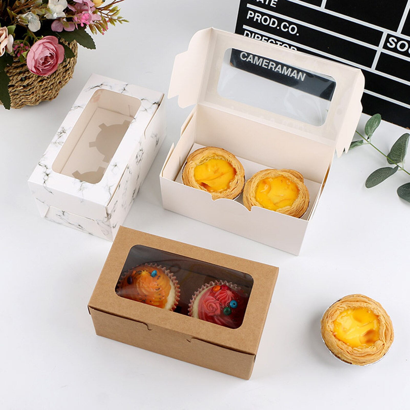 10Pcs Cupcake Muffin Cookies Kraft Paper Packing Box Container with Cardboard Boxes