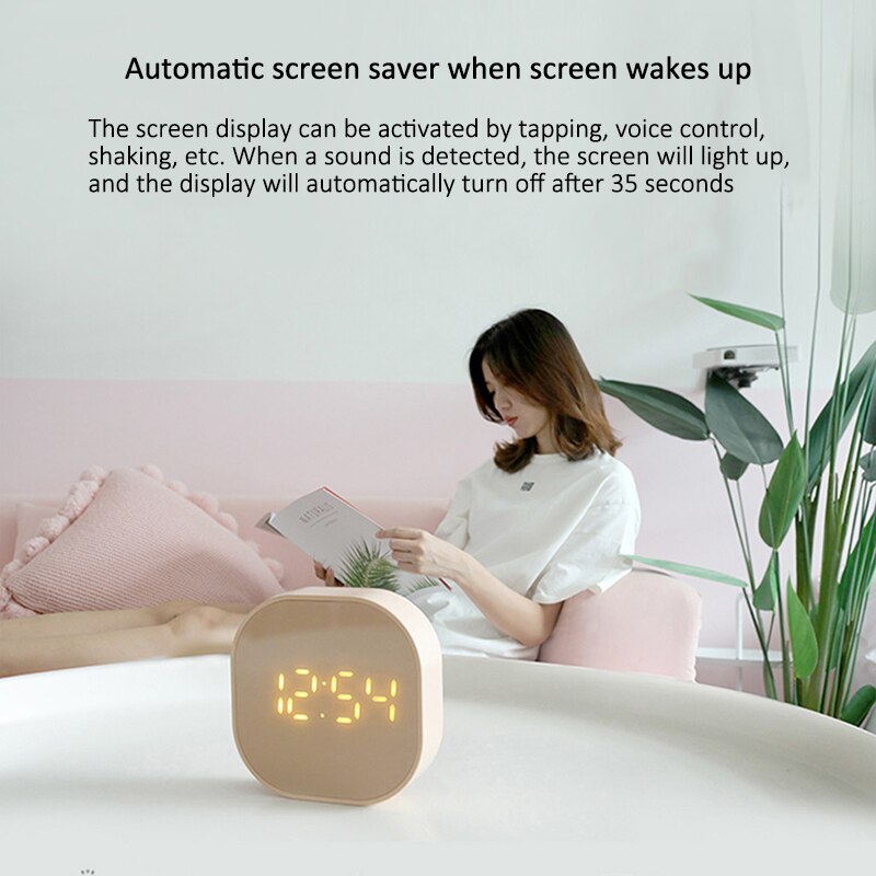 Square Small Alarm Clock Luminous Mute LED Digital Clock Light Electronic Desktop Digital Table Clocks Magnetic Wall Clock