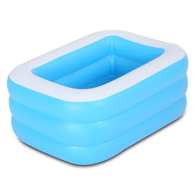 Blue And White Swimming Pool Family Inflatable Swimming Pool Baby Bath Tub Toy Thickened Bubble Bottom Swimming Pool: 1.3m