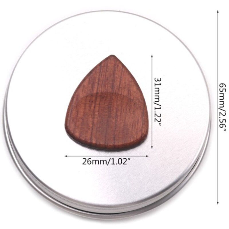 Wooden Guitar Pick Plectrum Metal Storage Box for Picks Hold Case Care Tool