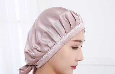 100% Silk Sleeping Cap Soft Silk Night Sleep Cap Sleeping Hat Bonnet Burgundy Sleepwear With Tie Adjustable: red bean paste