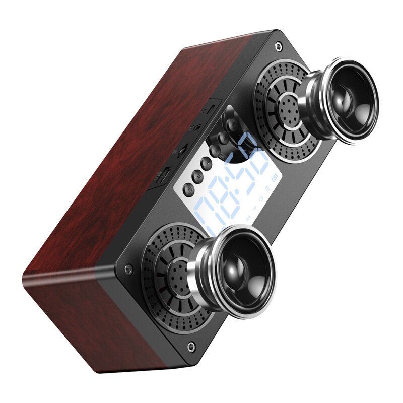 Stereo Subwoofer Bluetooth Speaker FM Radio Portable Speakers Mp3 Play Super Bass Loudspeaker Computer Column Brown