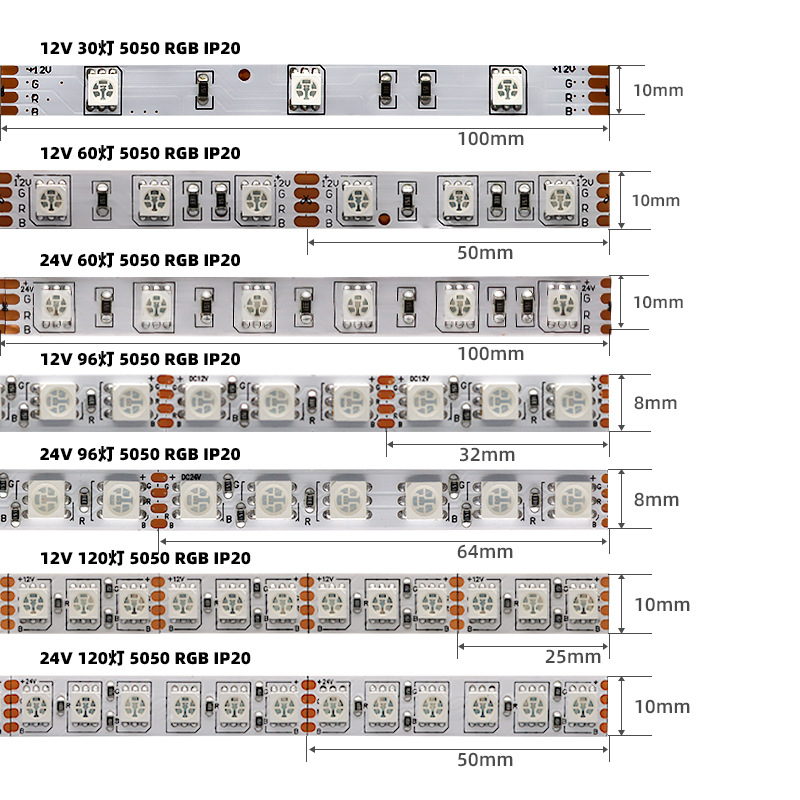 5050 SMD RGB LED Strip 30/60/96/120 LED/m DC12V/24 V Flexibele LED Licht Tape Voor Kantoor Hotel Decoratie