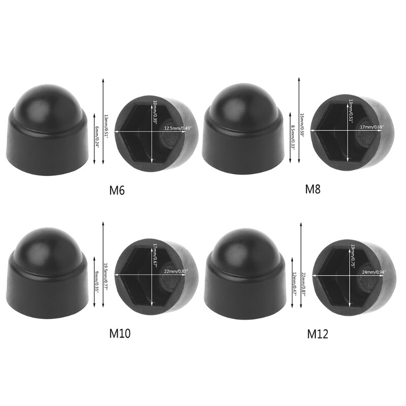 10Pcs M6 M8 M10 M12 Bout Moer Dome Bescherming Cap Covers Blootgesteld Hexagon Plastic Q84D