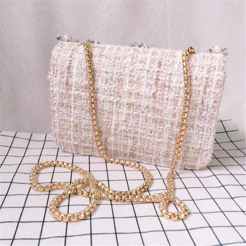 Perler perler crossbody tasker til kvinder luksus bling krystal bue skuldertaske kvindelige små damer aften fest messenger taske